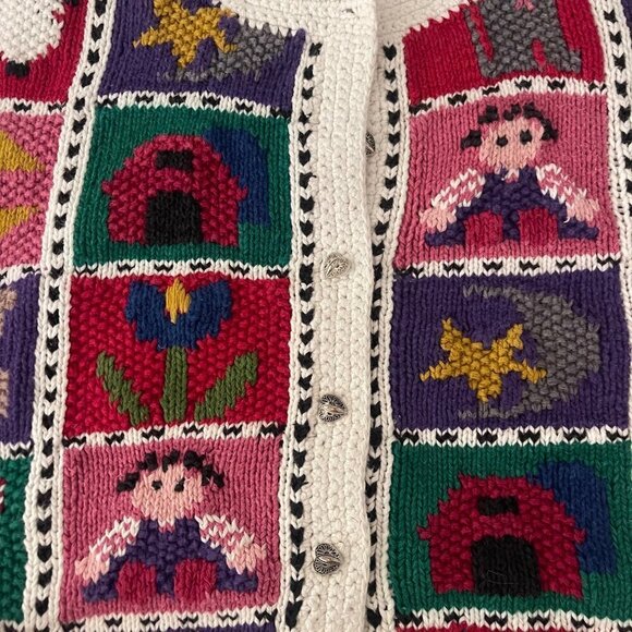 Vtg Northern Isles Hand Knit Cardigan Sweater Sz S Cottagecore Patchwork 90s - Picture 7 of 16